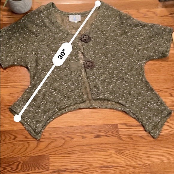 Isabel Taveres Net Pointed Hem Cárdigan Forest Green 2 Button Front Closure OS - Picture 15 of 15